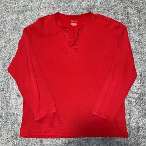 Merona Red Waffle Knit Henley Long Sleeve Shirt Men’s Size Large